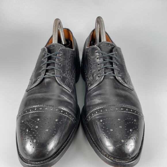 Allen Edmonds Sanford Mens 7.5 D Black Leather Wingtip Cap Toe Oxford Dress Shoe main image 7
